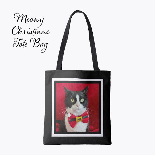 Cute Tuxedo Cat Christmas Tote Bag トートバッグ
