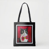 Cute Tuxedo Cat Christmas Tote Bag トートバッグ (正面)