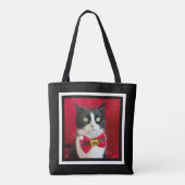 Cute Tuxedo Cat Christmas Tote Bag トートバッグ (裏面)