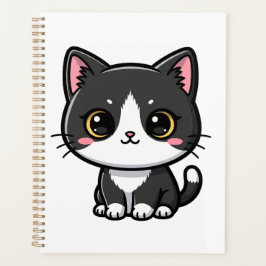 Cute Tuxedo Cat Kawaii Cartoon Style プランナー手帳