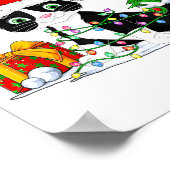 Cute Tuxedo Cat Santa Christmas Tree Lights Xmas T ポスター (角)