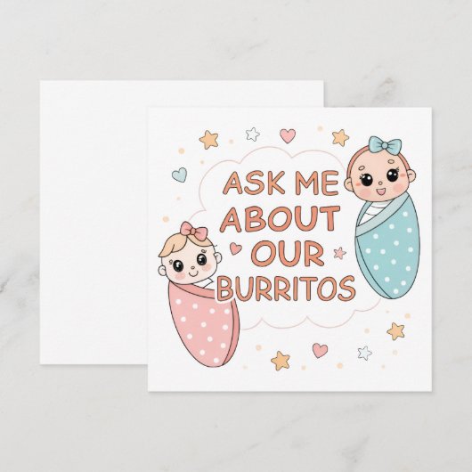 Cute Twin Baby Burrito Announcement Illustration (正面/裏面)