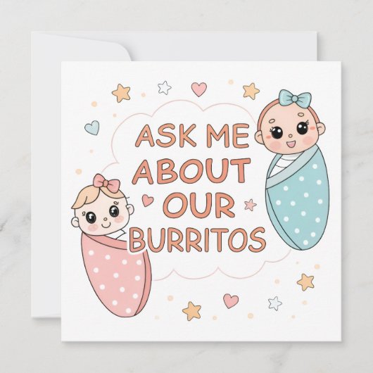 Cute Twin Baby Burrito Announcement Illustration (正面)