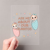 Cute Twin Baby Burrito Announcement Illustration アクリル招待状 (インサイチュ (ポータブル))