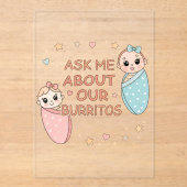 Cute Twin Baby Burrito Announcement Illustration アクリル招待状 (正面)