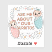 Cute Twin Baby Burrito Announcement Illustration シール (シート)