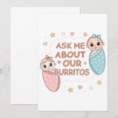 Cute Twin Baby Burrito Announcement Illustration 招待状 (正面/裏面)
