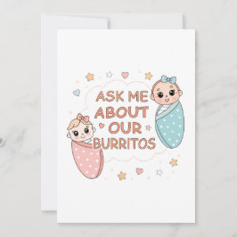 Cute Twin Baby Burrito Announcement Illustration 案内状