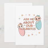 Cute Twin Baby Burrito Announcement Illustration 案内状 (正面/裏面)