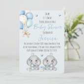 Cute Twin Boys Elephant  Baby Shower Invitation 招待状 (スタンド正面)