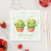 Cute Twin Cactus Baby Shower スタンダードランチョンナプキン (インサイチュ)