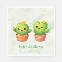 Cute Twin Cactus Baby Shower スタンダードランチョンナプキン