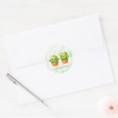 Cute Twin Cactus Baby Shower ラウンドシール (封筒)