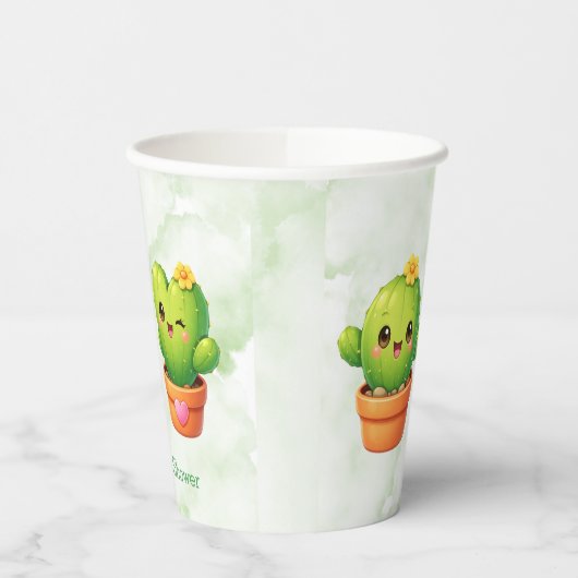 Cute Twin Cactus Baby Shower 紙コップ (左)