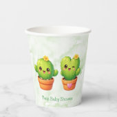 Cute Twin Cactus Baby Shower 紙コップ (正面)