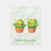 Cute Twin Cactus Baby Shower Gift フリースブランケット (正面)