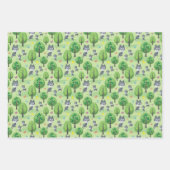 Cute twin wolf babies and Mom tiled pattern  ラッピングペーパーシート (正面2)