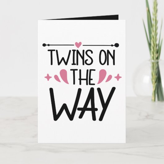 Cute twins word art add message inside  カード (正面)