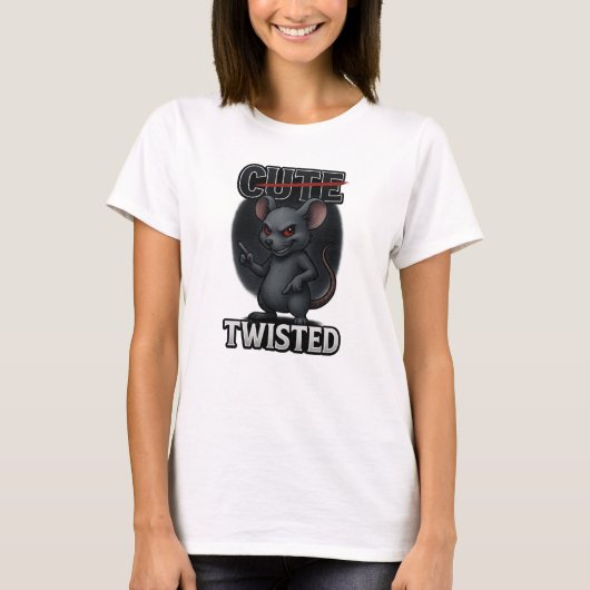Cute / Twisted Mouse – Funny Dark Humor Tシャツ (正面)