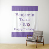  Cute Two 2nd Birthday Donut Purple White Party タペストリー (インサイチュ)