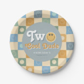 Cute Two Cool Dude Boys 2nd Birthday ペーパープレート (正面)
