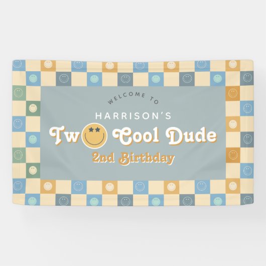 Cute Two Cool Dude Boys 2nd Birthday Welcome 横断幕 (横)