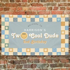 Cute Two Cool Dude Boys 2nd Birthday Welcome 横断幕