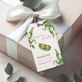 Cute Two Peas in A Pod Girl Pink Twins Baby Shower ギフトタグ