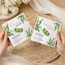 Cute Two Peas in A Pod Girl Pink Twins Baby Shower スタンダードランチョンナプキン