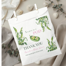 Cute Two Peas in A Pod Girl Pink Twins Baby Shower フェイバーバッグ