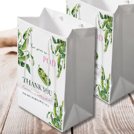 Cute Two Peas in A Pod Girl Pink Twins Baby Shower ミディアムペーパーバッグ