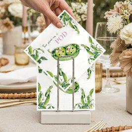 Cute Two Peas in A Pod Pink Girl Twins Baby Shower スタンダードカクテルナプキン