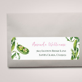 Cute Two Peas in A Pod Pink Girl Twins Baby Shower ラベル