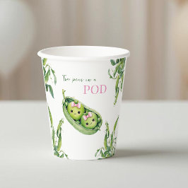 Cute Two Peas in A Pod Pink Girl Twins Baby Shower 紙コップ