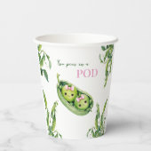Cute Two Peas in A Pod Pink Girl Twins Baby Shower 紙コップ (裏面)