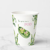 Cute Two Peas in A Pod Pink Girl Twins Baby Shower 紙コップ (正面)
