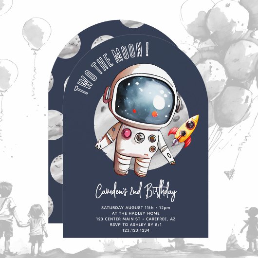 Cute Two The Moon 2歳の誕生日 招待状