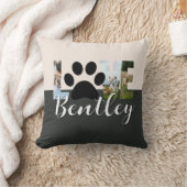 Cute Two Tone Dog Photo Love Paw Print クッション (ブランケット)