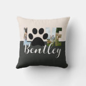 Cute Two Tone Dog Photo Love Paw Print クッション (裏面)