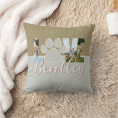 Cute Two Tone Dog Photo Love Paw Print クッション (ブランケット)