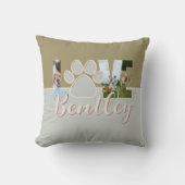 Cute Two Tone Dog Photo Love Paw Print クッション (正面)