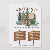 Cute Two Wild Safari Jungle Camping 2nd birthday  招待状 (正面)