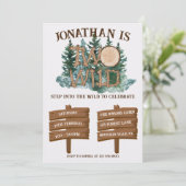 Cute Two Wild Safari Jungle Camping 2nd birthday  招待状 (スタンド正面)