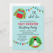 Cute ugly sweater Christmas Holiday Invitation 招待状 (正面/裏面)