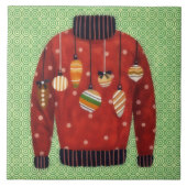 Cute Ugly Sweater Ornament Art Tile タイル (正面)