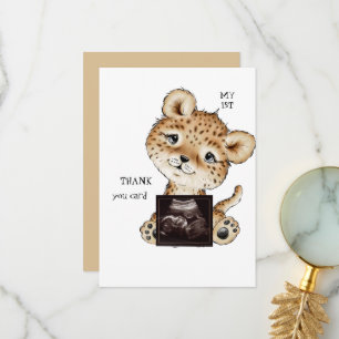 Cute Ultrasound Photo Boy おもしろい Thank You サンキューカード