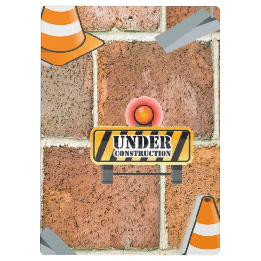 Cute Under Construction Clipboard  クリップボード (裏面)