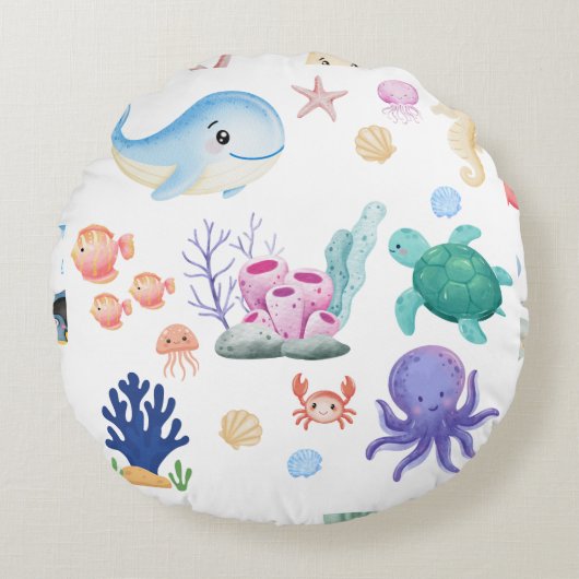 cute Under the sea  ラウンドクッション (正面)