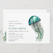 cute Under the sea jellyfish baby shower 招待状 (正面/裏面)