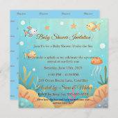 Cute Under the Sea Little Fish Baby Shower Invitat 招待状 (正面/裏面)